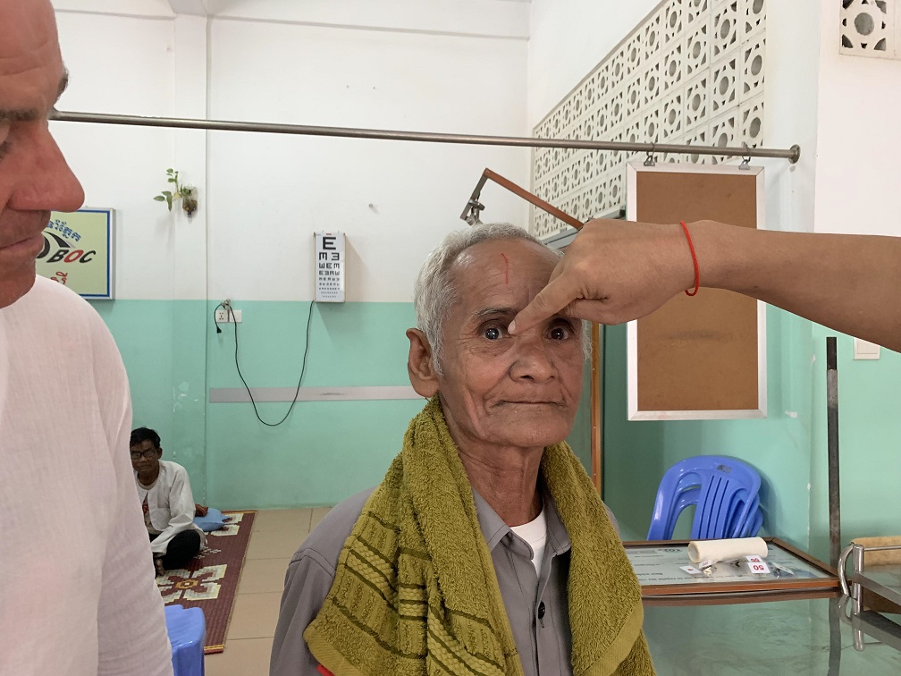 A patient having an eye examination at the Battambang Ophthalmic Care Centre
